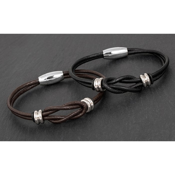Fred Bennett Brown Leather Bracelet with Hexagonal Brass Finish Clasp - Mens  from Goodwins Jewellers UK